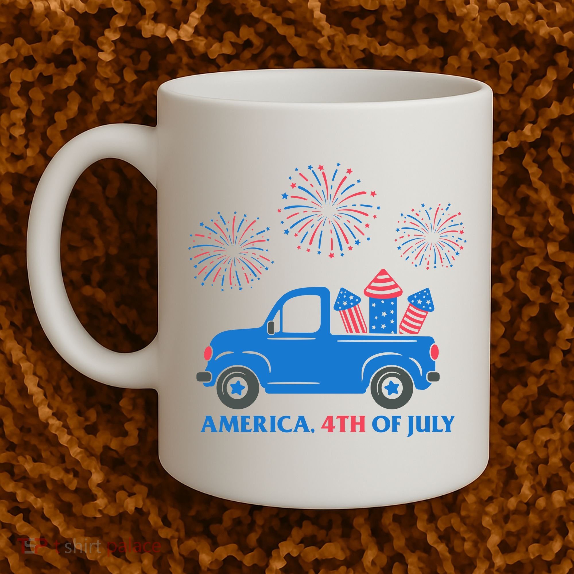 America 4th Of July Firework Truck Coffee Mug