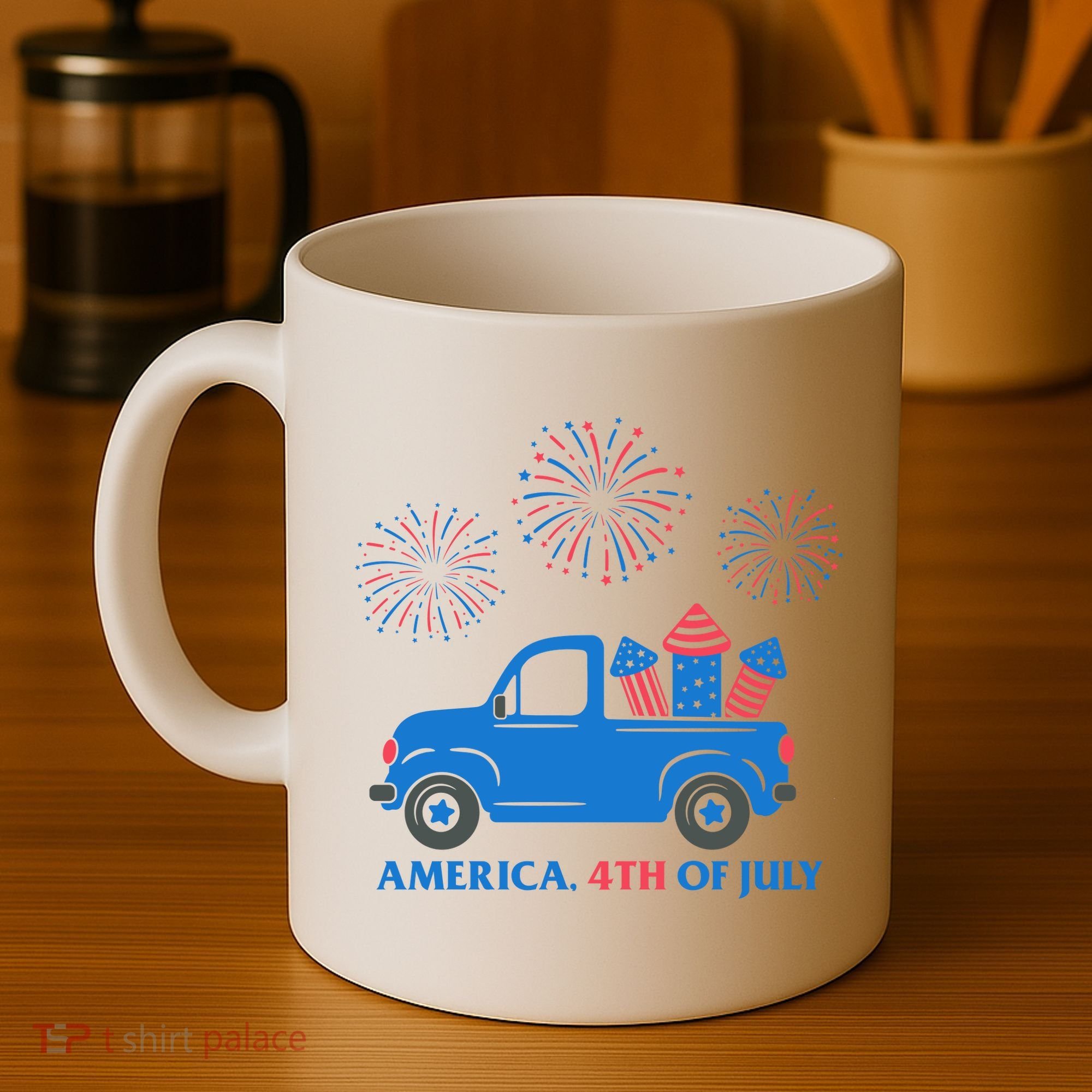 America 4th Of July Firework Truck Coffee Mug