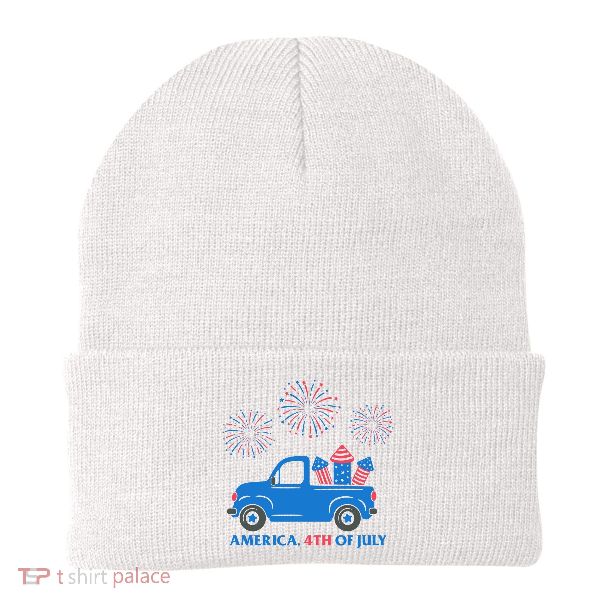 America 4th Of July Firework Truck Beanie