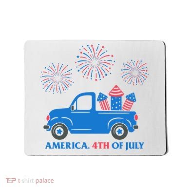 America 4th Of July Firework Truck Mousepad