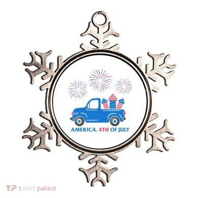 America 4th Of July Firework Truck Ornament