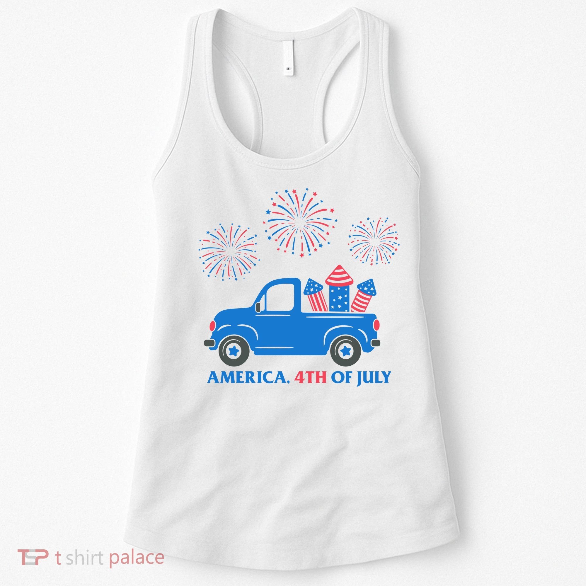 America 4th Of July Firework Truck Women's Tank Top