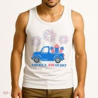 America 4th Of July Firework Truck Tank Top thumb 3