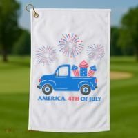 America 4th Of July Firework Truck Golf Towel thumb 1