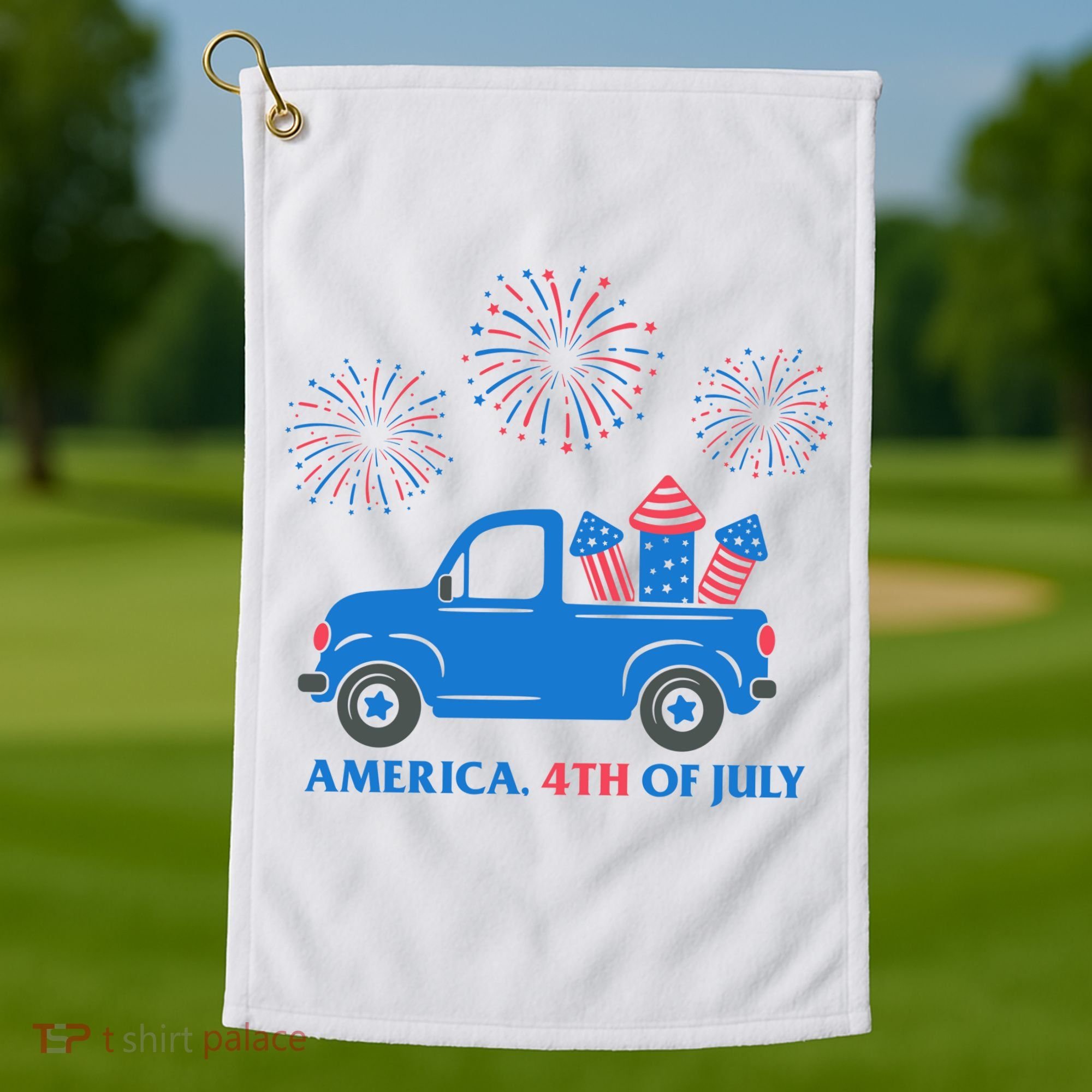 America 4th Of July Firework Truck Golf Towel