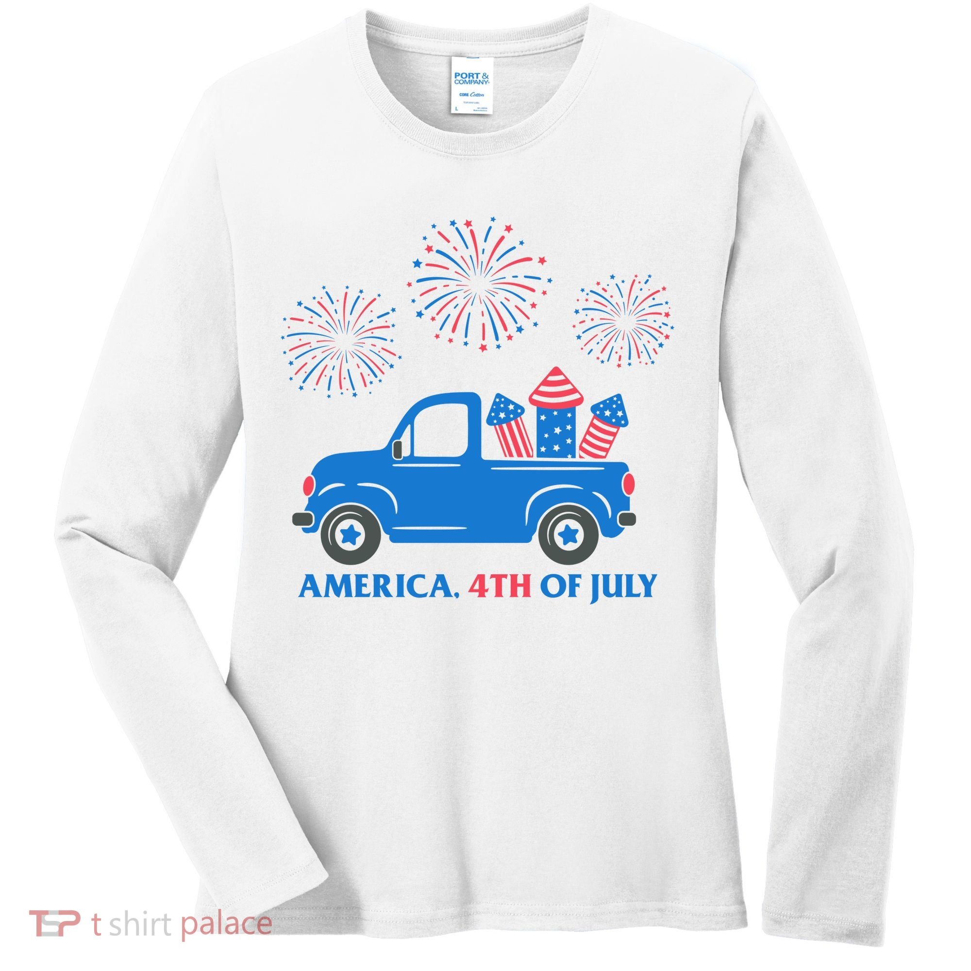 America 4th Of July Firework Truck Women's Long Sleeve Shirt