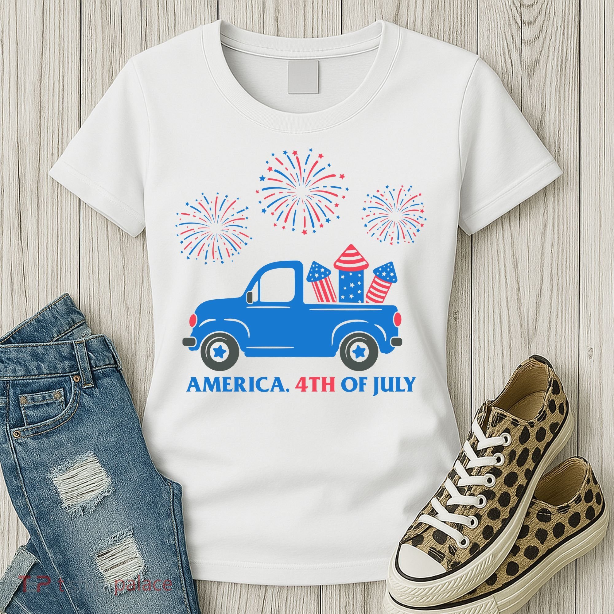 America 4th Of July Firework Truck Women's T-Shirt