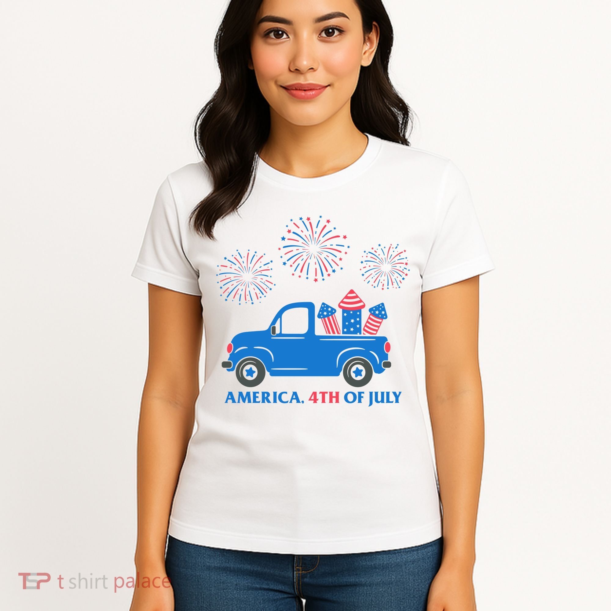 America 4th Of July Firework Truck Women's T-Shirt