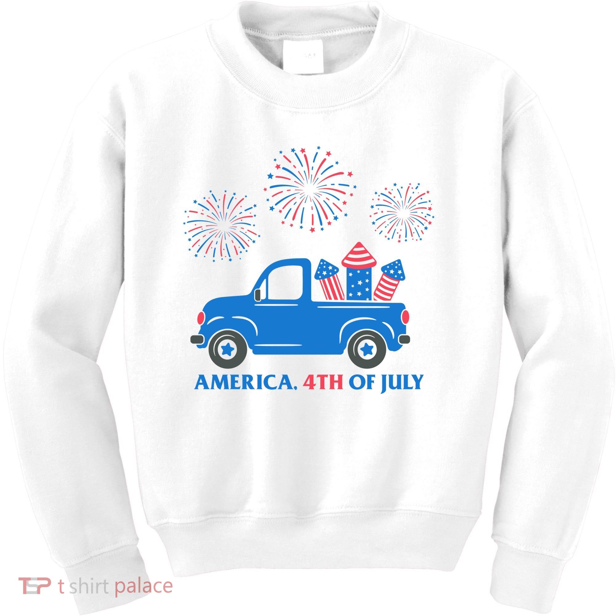 America 4th Of July Firework Truck Kids Sweatshirt