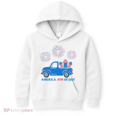 America 4th Of July Firework Truck Kids Hoodie