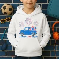 America 4th Of July Firework Truck Kids Hoodie thumb 2