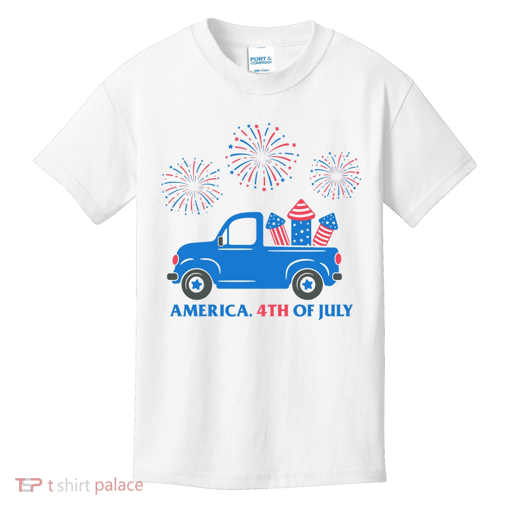 America 4th Of July Firework Truck Kids T-Shirt