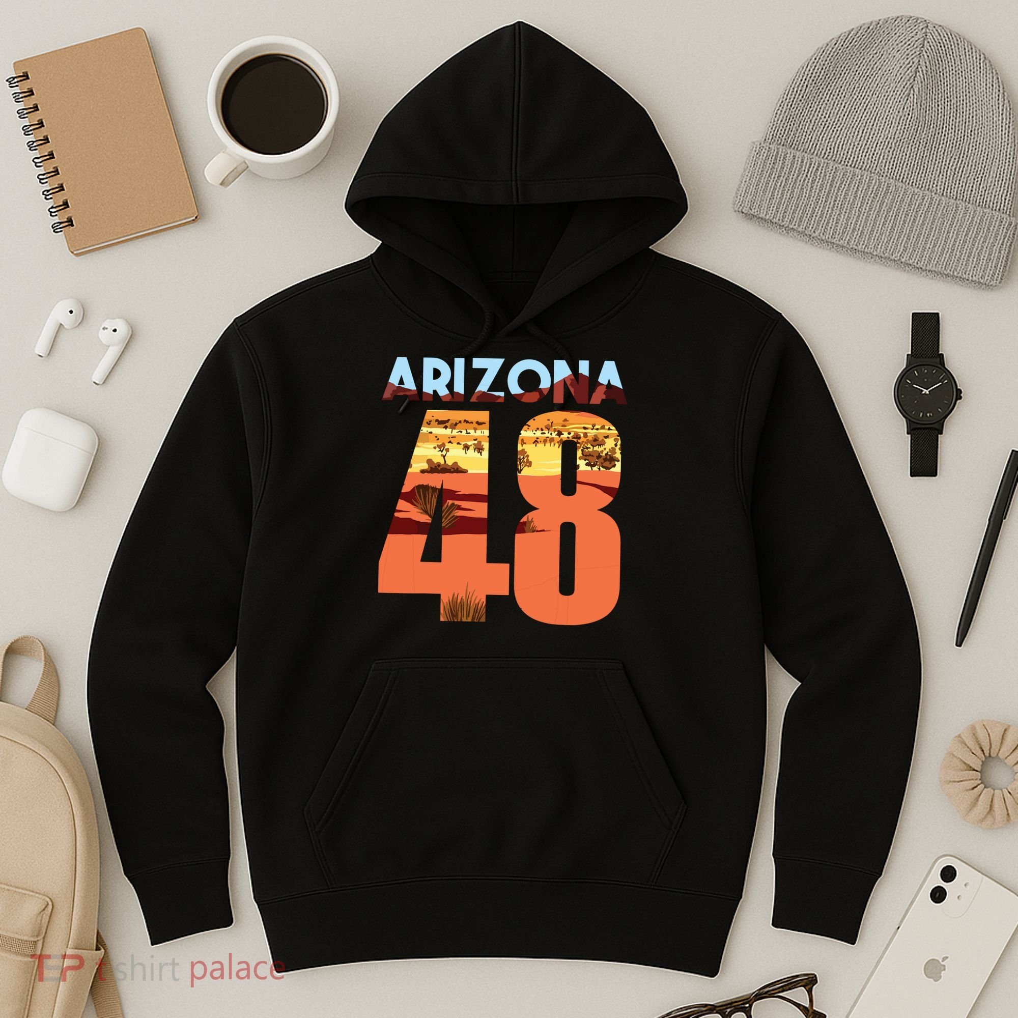 Arizona 48th State Souvenir Arizona 48 Cactus Hoodie