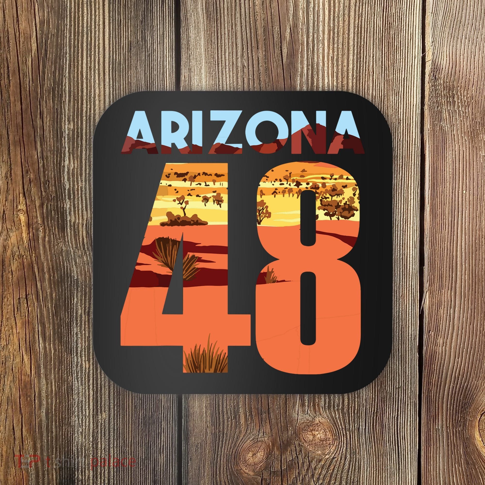 Arizona 48th State Souvenir Arizona 48 Cactus Coaster