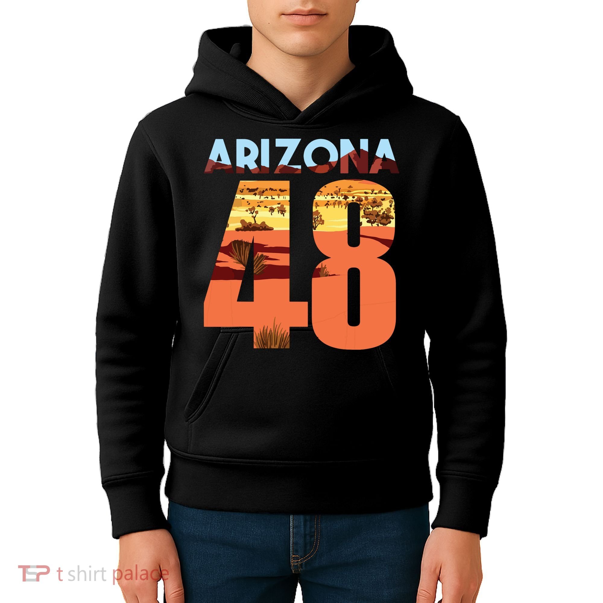 Arizona 48th State Souvenir Arizona 48 Cactus Kids Hoodie