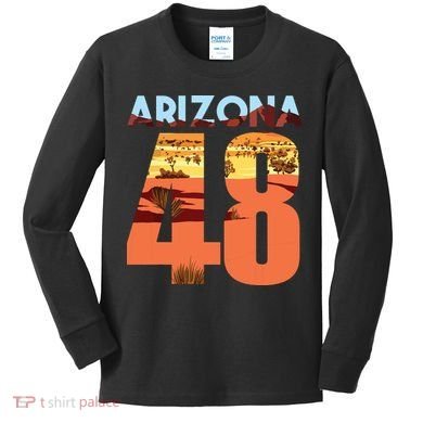 Arizona 48th State Souvenir Arizona 48 Cactus Kids Long Sleeve Shirt
