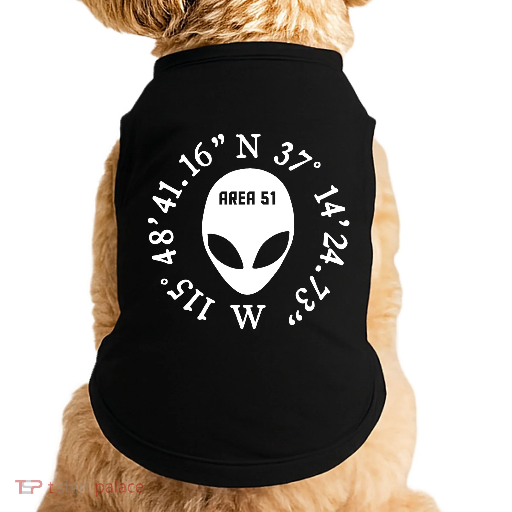 Area 51 Coordinates Ufo Alien Funny Doggie Tank