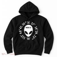 Area 51 Coordinates Ufo Alien Funny Hoodie thumb 0