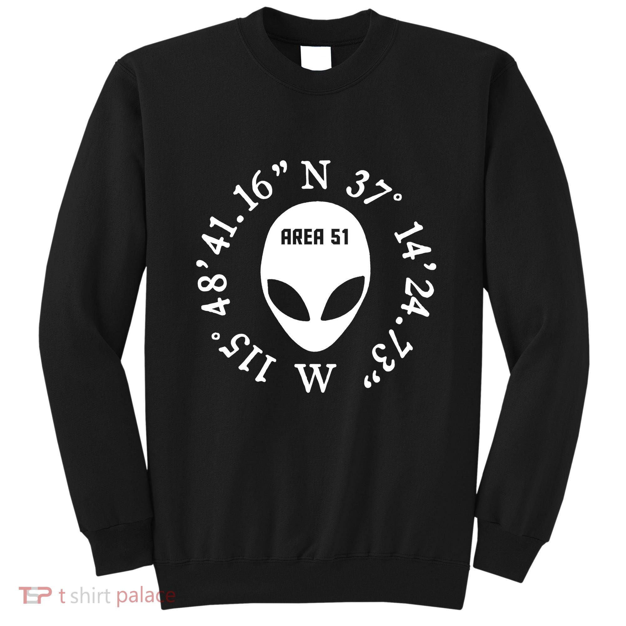 Area 51 Coordinates Ufo Alien Funny Sweatshirt