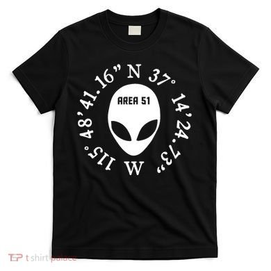 Area 51 Coordinates Ufo Alien Funny T-Shirt