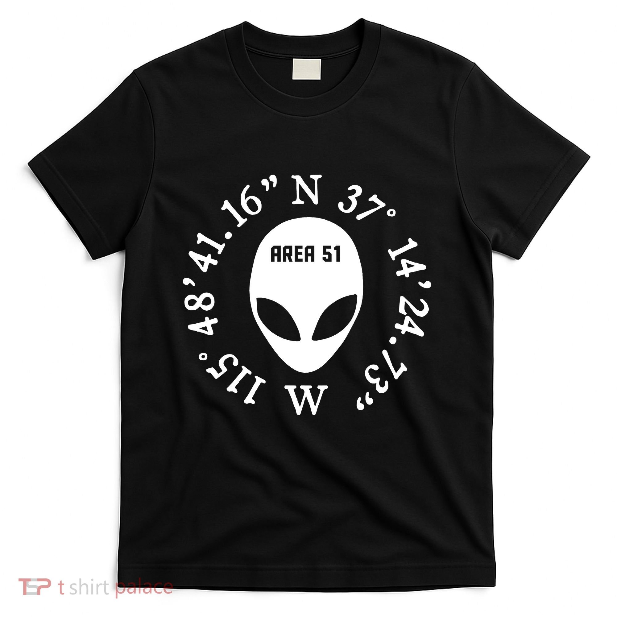 Area 51 Coordinates Ufo Alien Funny T-Shirt