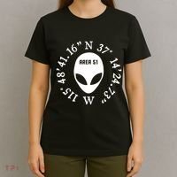 Area 51 Coordinates Ufo Alien Funny T-Shirt thumb 4