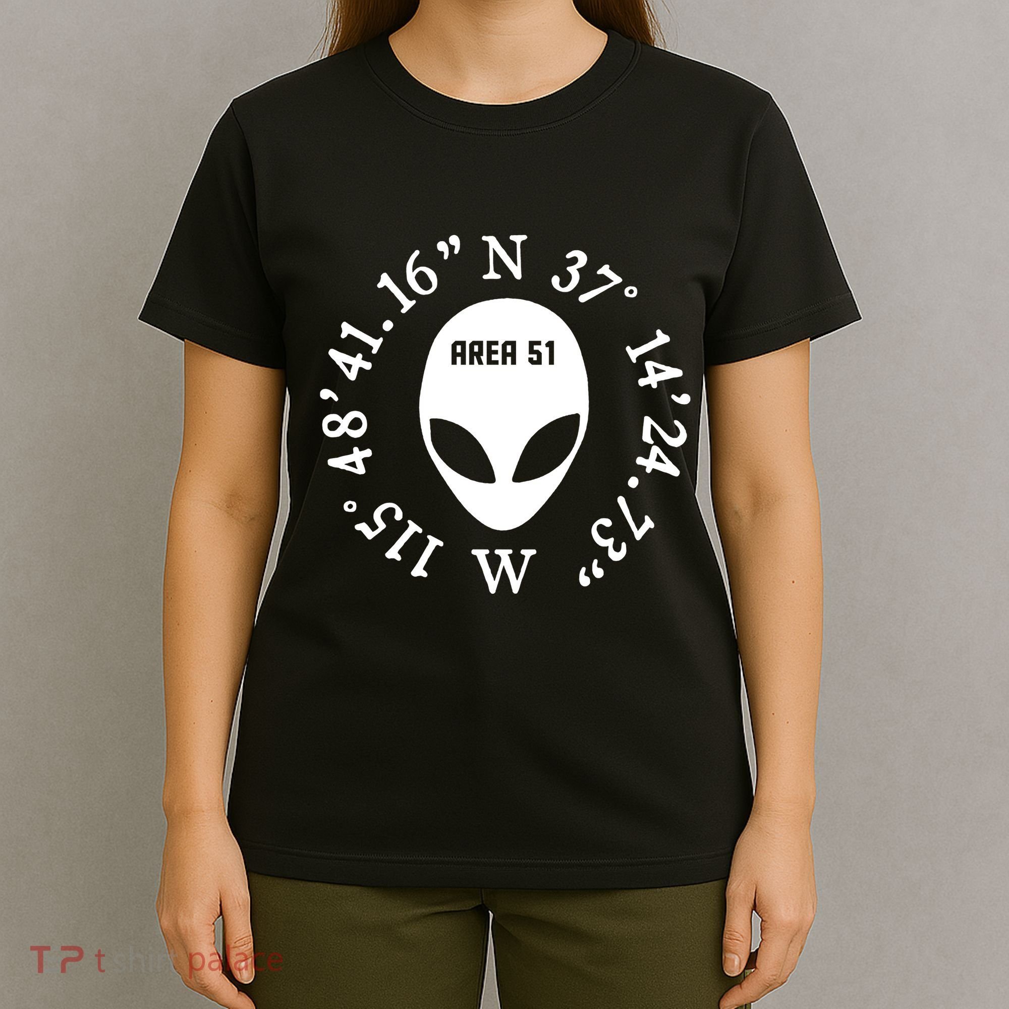 Area 51 Coordinates Ufo Alien Funny T-Shirt