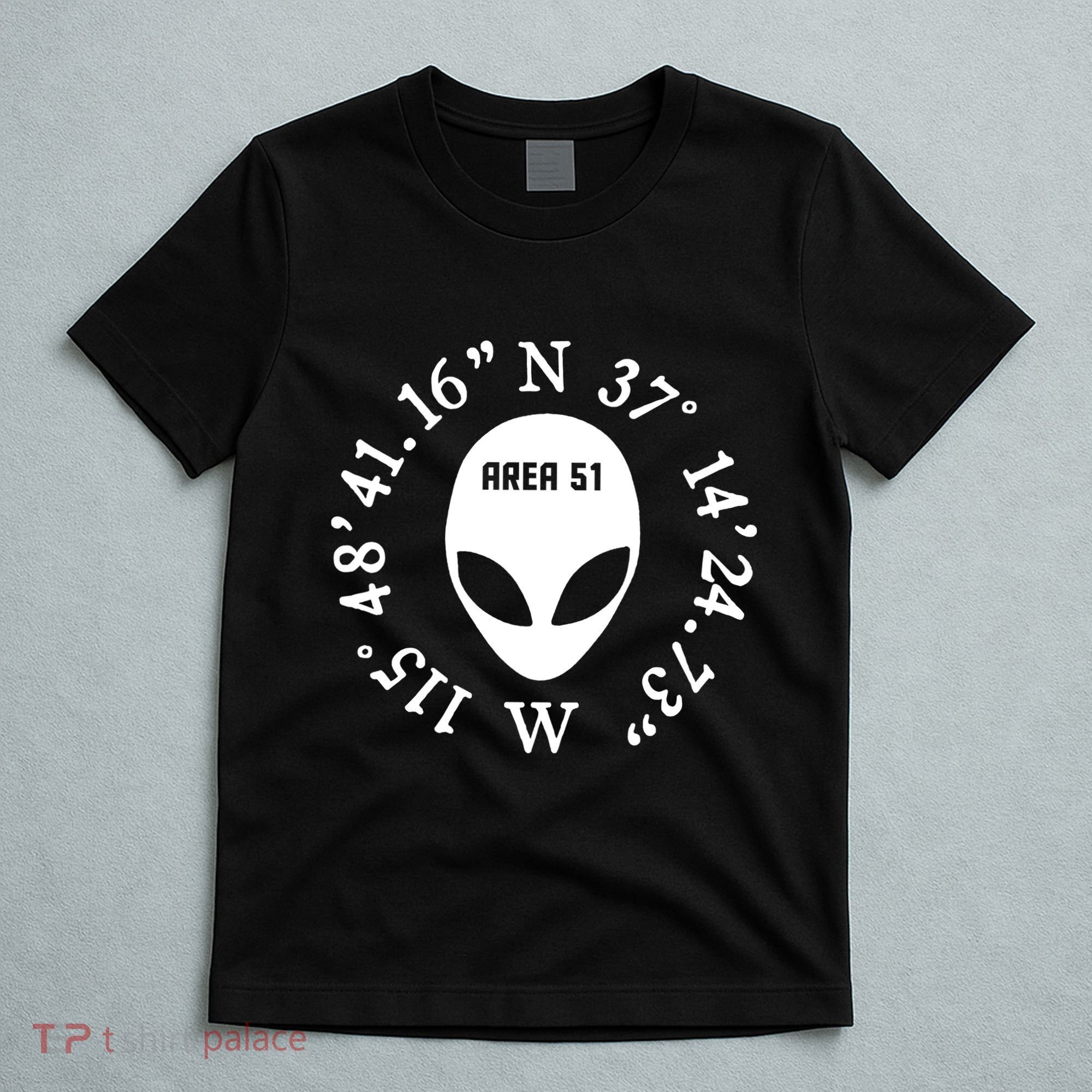 Area 51 Coordinates Ufo Alien Funny T-Shirt