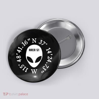 Area 51 Coordinates Ufo Alien Funny Button