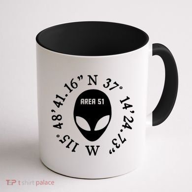 Area 51 Coordinates Ufo Alien Funny Coffee Mug back