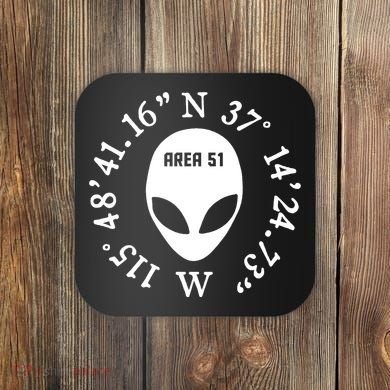 Area 51 Coordinates Ufo Alien Funny Coaster
