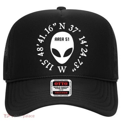 Area 51 Coordinates Ufo Alien Funny Hat