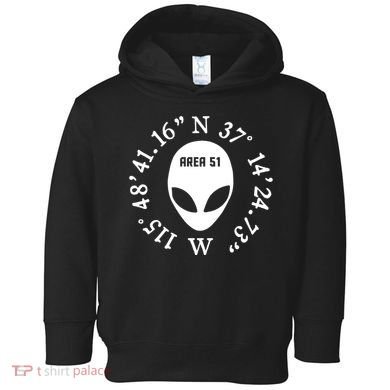 Area 51 Coordinates Ufo Alien Funny Toddler Hoodie