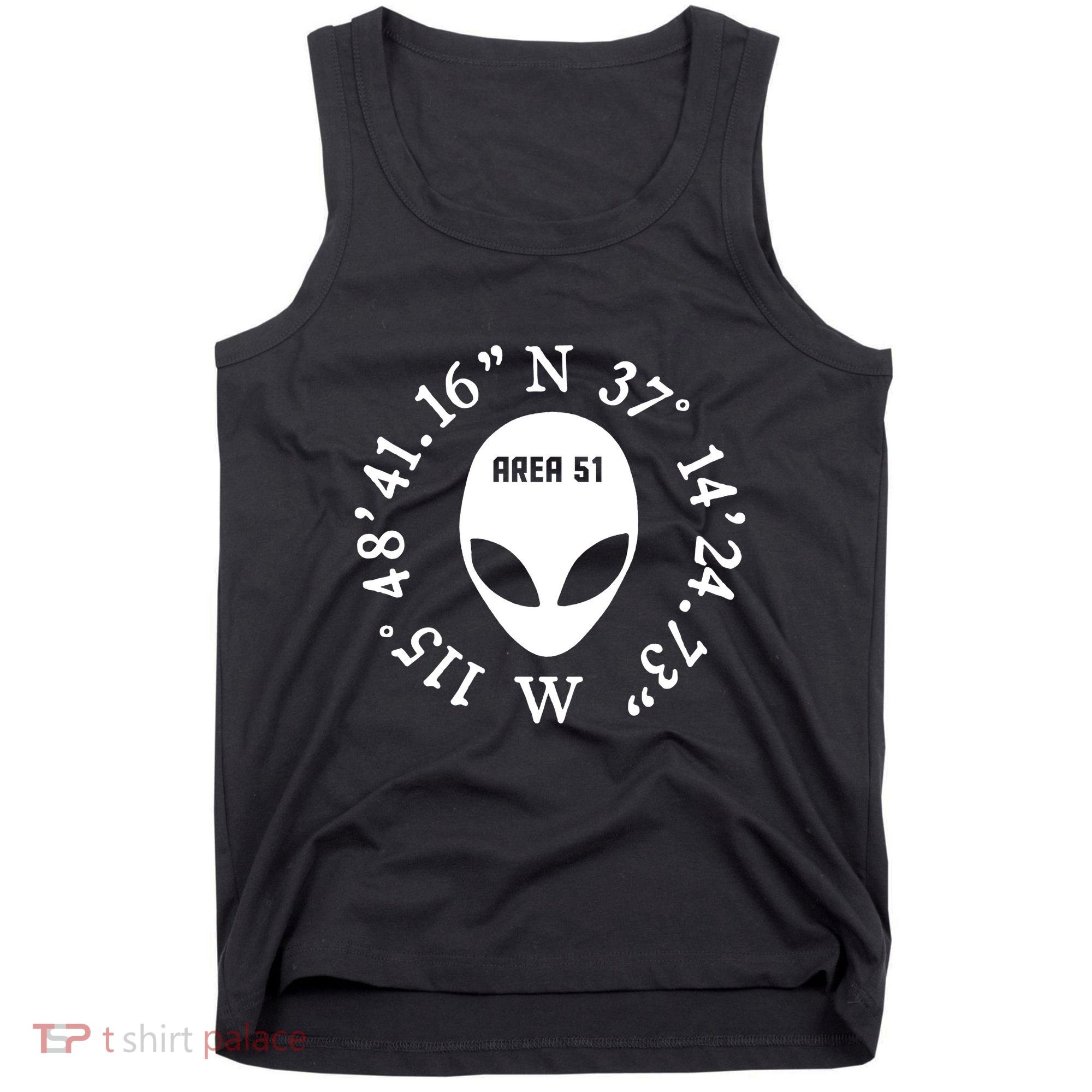 Area 51 Coordinates Ufo Alien Funny Tank Top