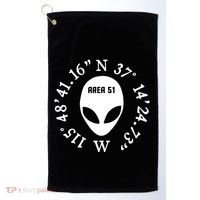 Area 51 Coordinates Ufo Alien Funny Golf Towel thumb 0