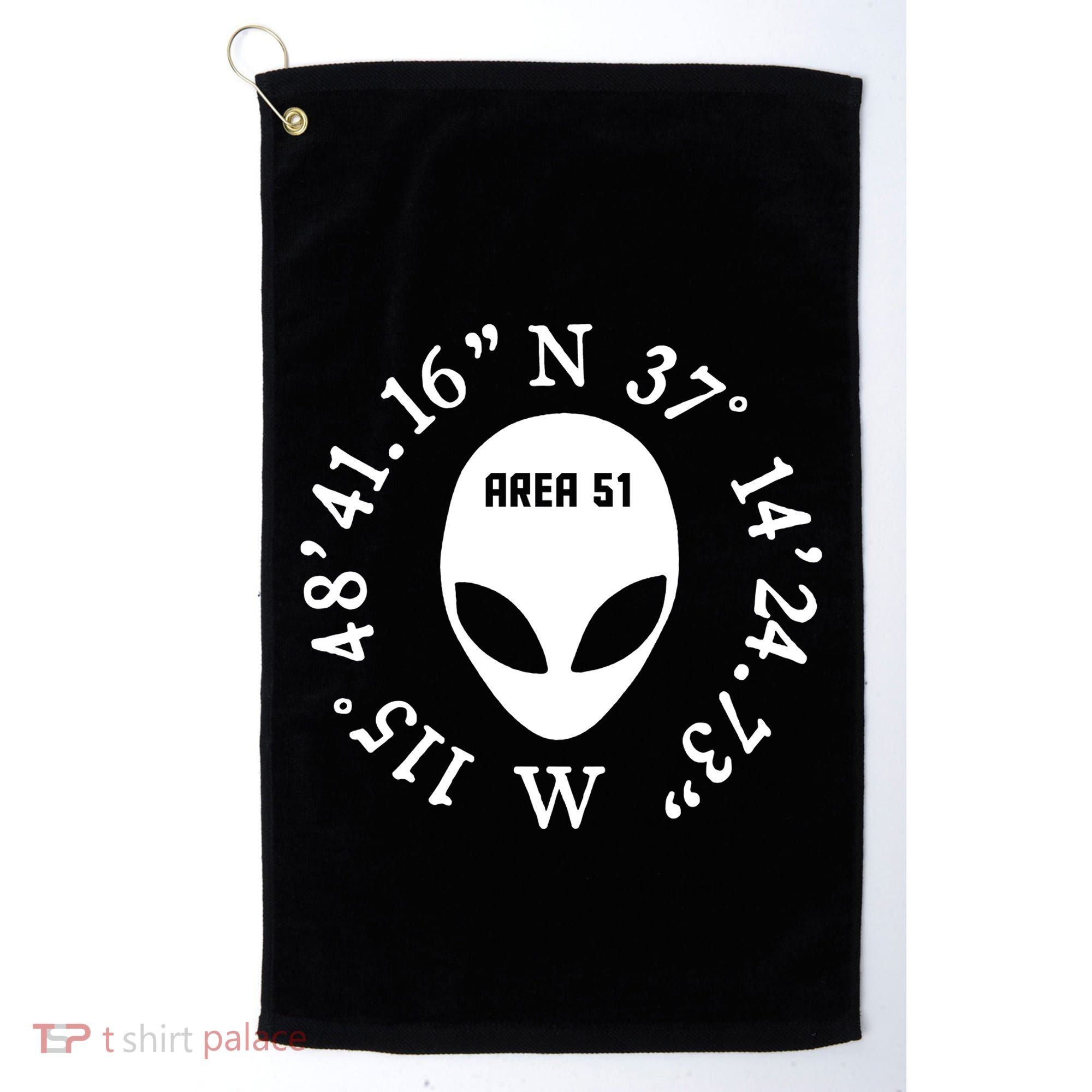 Area 51 Coordinates Ufo Alien Funny Golf Towel