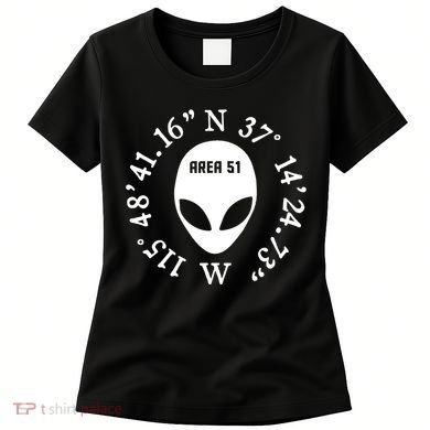 Area 51 Coordinates Ufo Alien Funny Women's T-Shirt