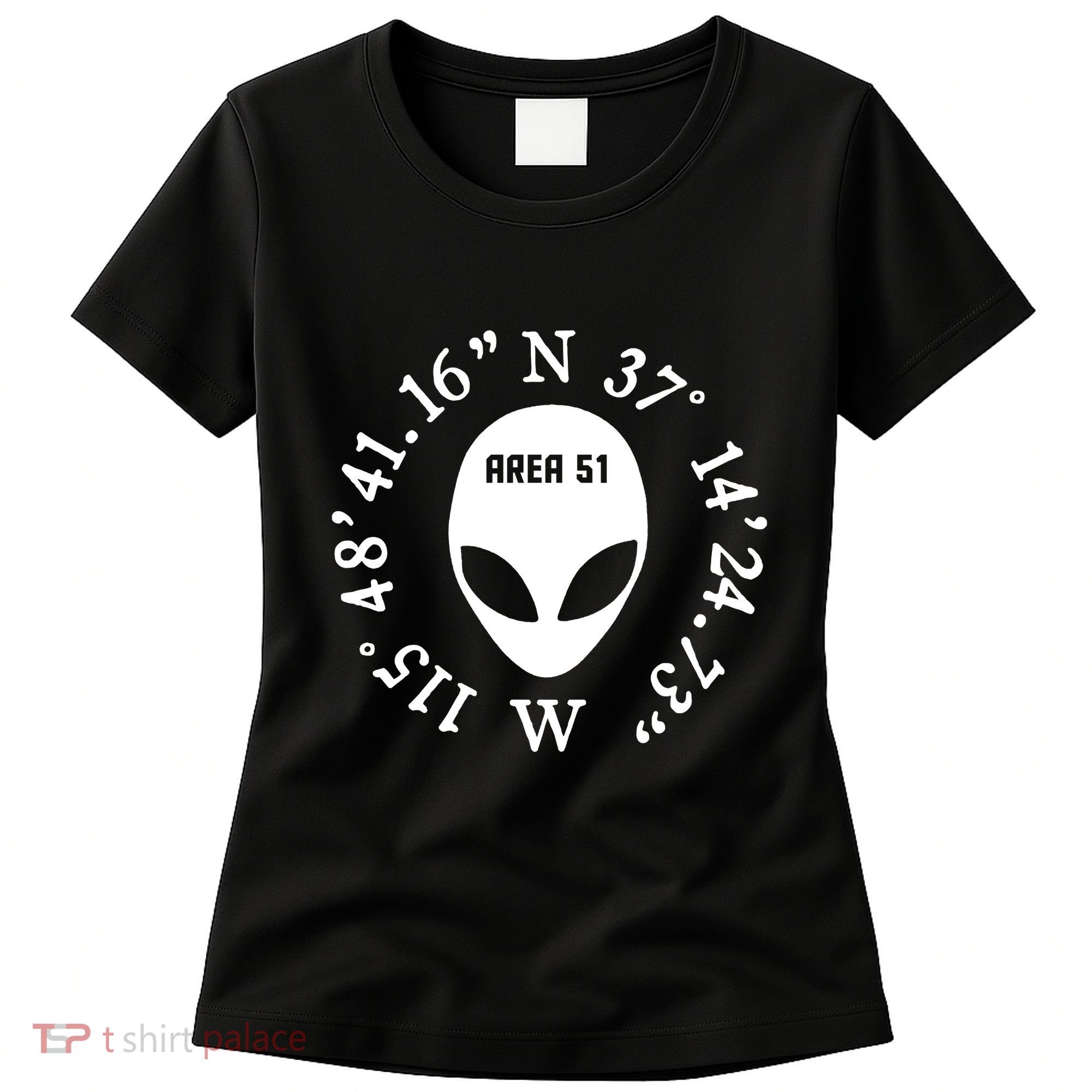 Area 51 Coordinates Ufo Alien Funny Women's T-Shirt