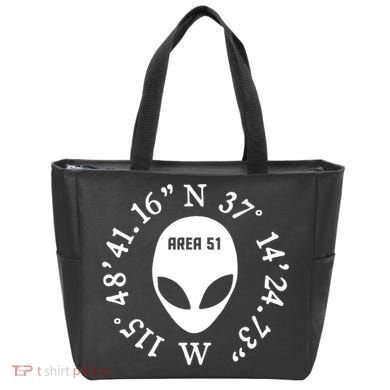 Area 51 Coordinates Ufo Alien Funny Tote Bag