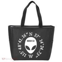 Area 51 Coordinates Ufo Alien Funny Tote Bag thumb 0
