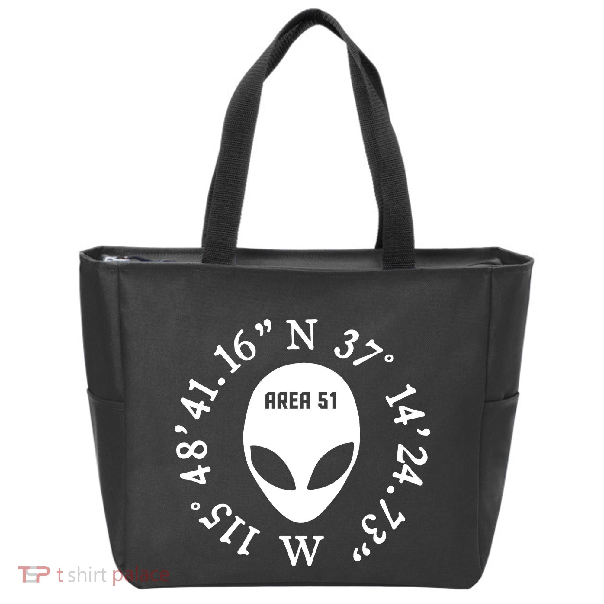 Area 51 Coordinates Ufo Alien Funny Tote Bag