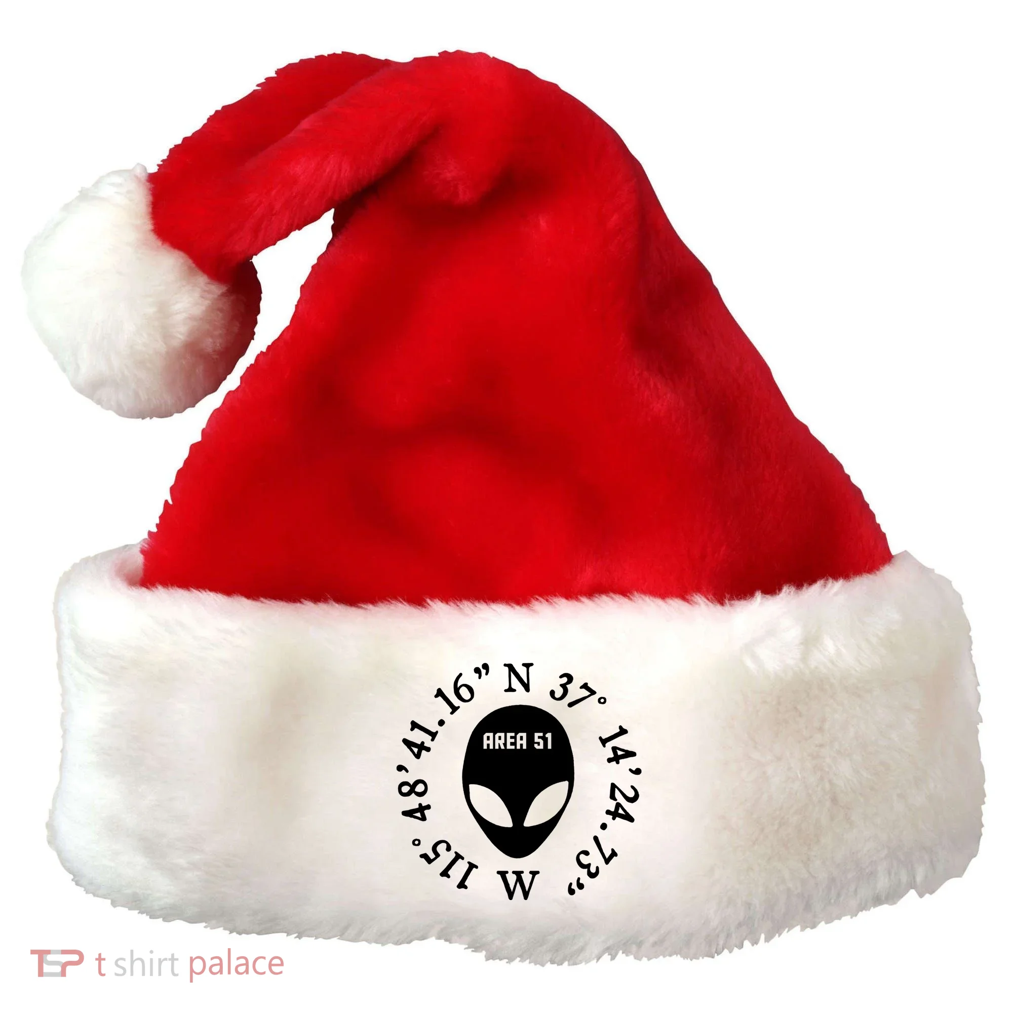 Area 51 Coordinates Ufo Alien Funny Santa Hat