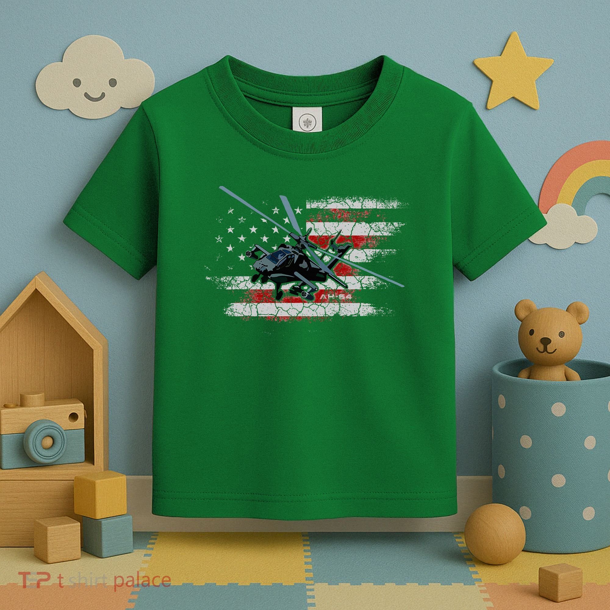 Ah 64 Apache Bringing In The Muscle Veteran Gifts Toddler T-Shirt