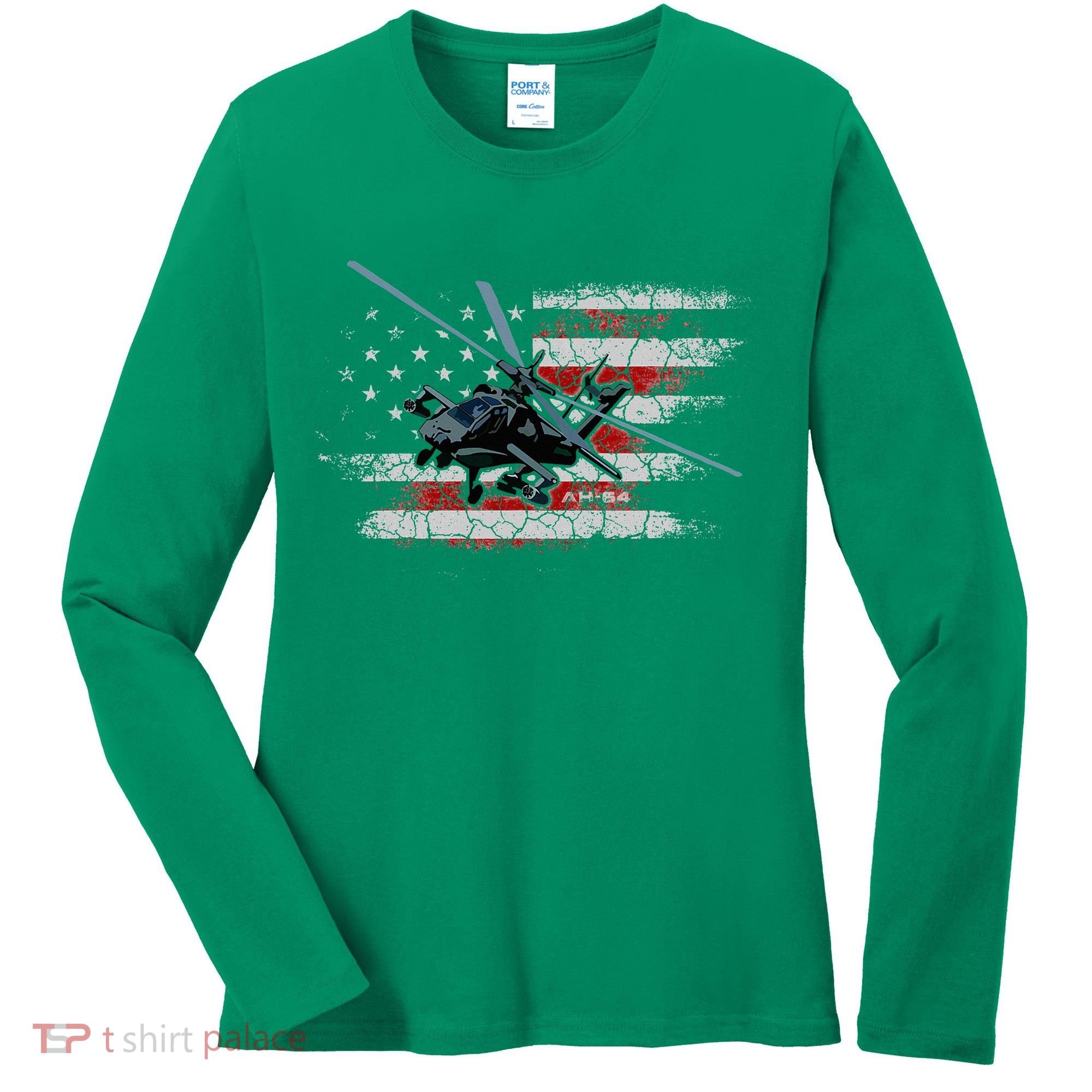 Ah 64 Apache Bringing In The Muscle Veteran Gifts Women's Long Sleeve Shirt