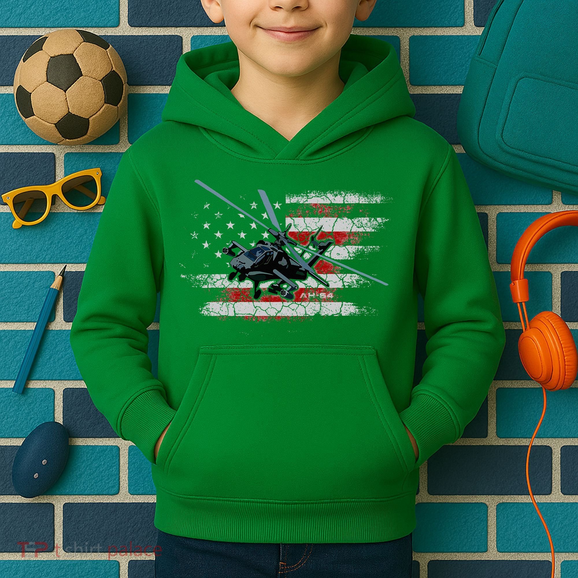 Ah 64 Apache Bringing In The Muscle Veteran Gifts Kids Hoodie