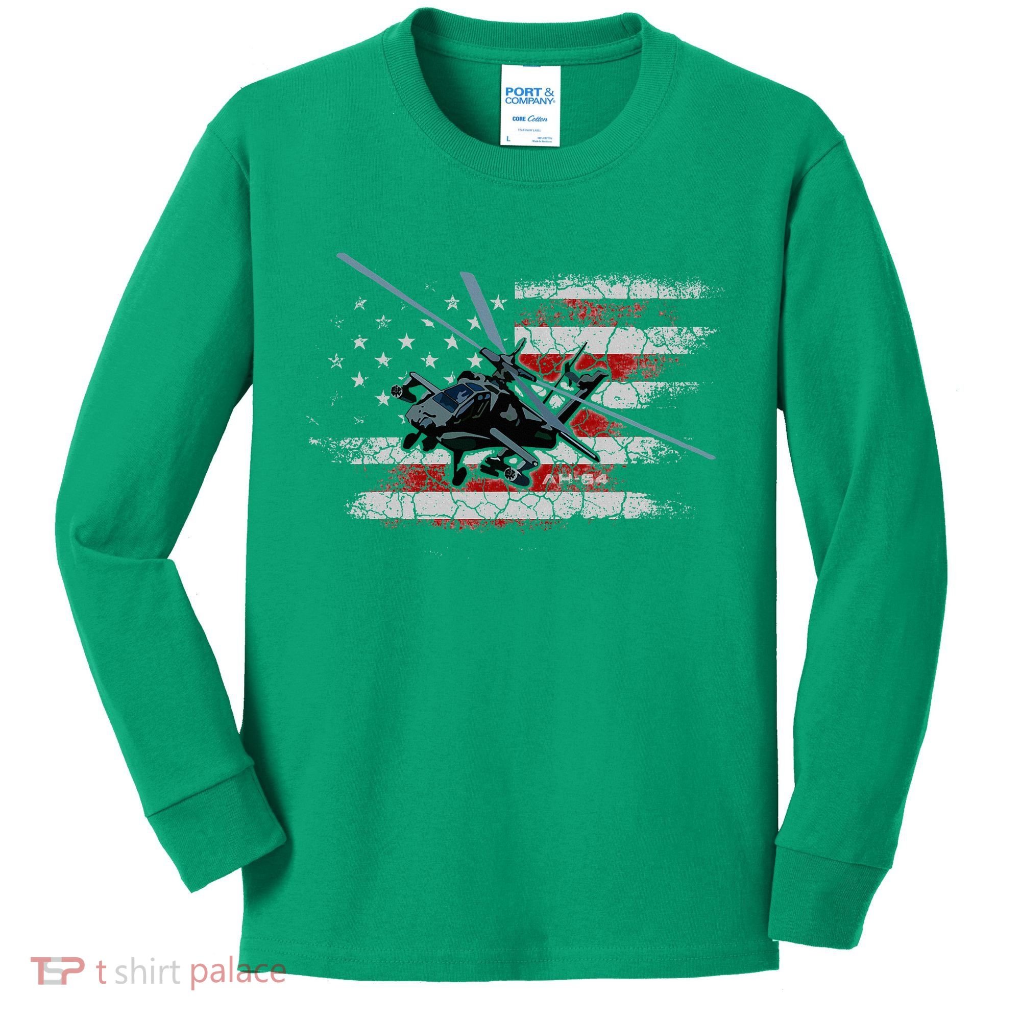 Ah 64 Apache Bringing In The Muscle Veteran Gifts Kids Long Sleeve Shirt
