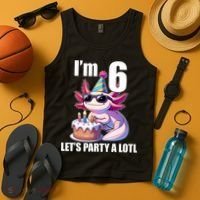   Axolotl 6th Birthday - I M 6 Lets Party Alotl Tank Top thumb 4