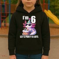   Axolotl 6th Birthday - I M 6 Lets Party Alotl Kids Hoodie thumb 3
