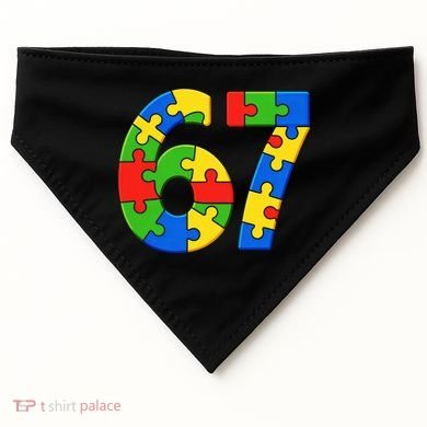 Autism 67 Puzzle 6-7 Meme Six Seven USA-Made Doggie Bandana