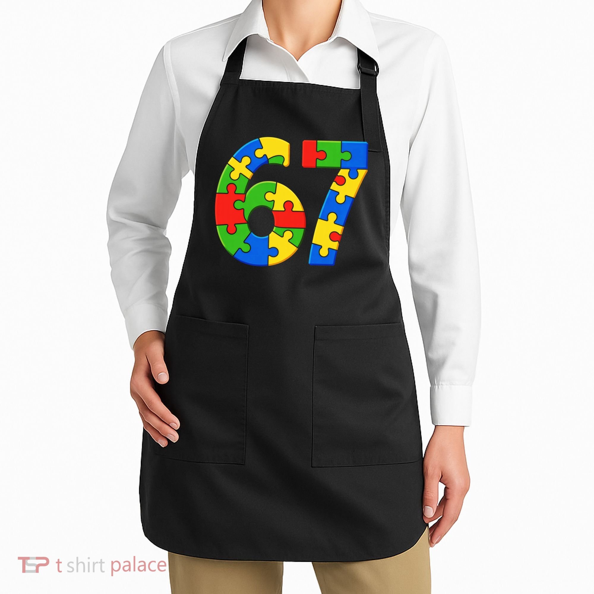 Autism 67 Puzzle 6-7 Meme Six Seven Apron